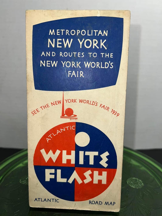 Antique 1939 - New York worlds fair

White flash gasoline advertising

Large fold out map of New York