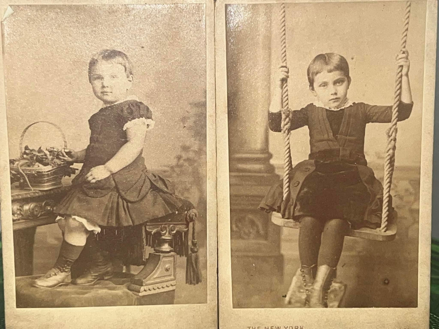 Antique Victorian 1880s 2 cdv photos

Siblings posed in nice studio scenes