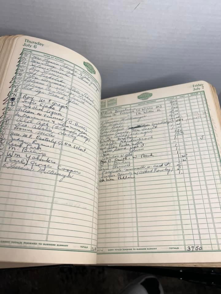 Vintage mid century handwritten 1944 - doctor ledger

Dr. Colewell daily log for physicians