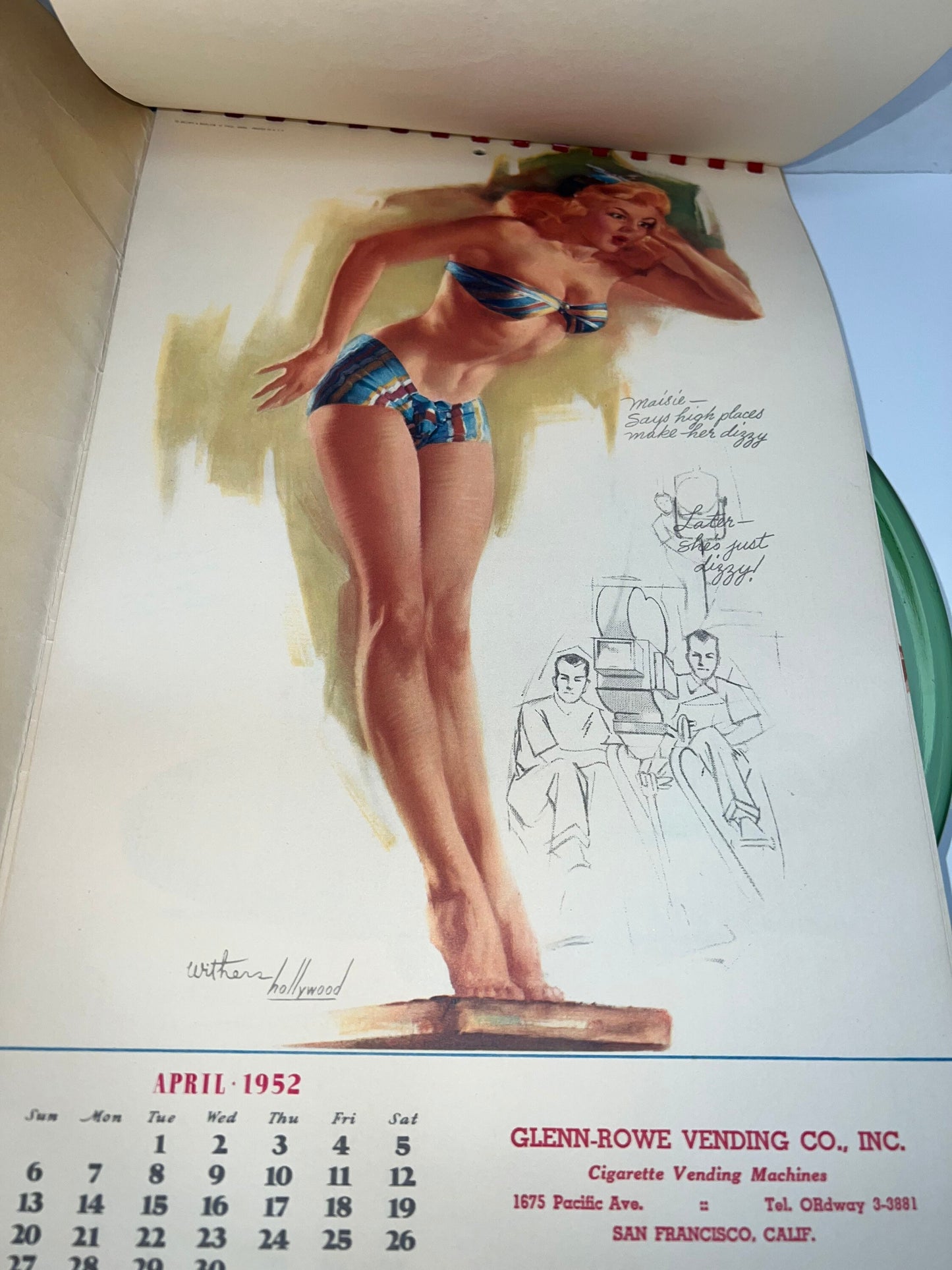 Vintage Ted withers 1952 pinup calendar nude full year retro mid century Hollywood
