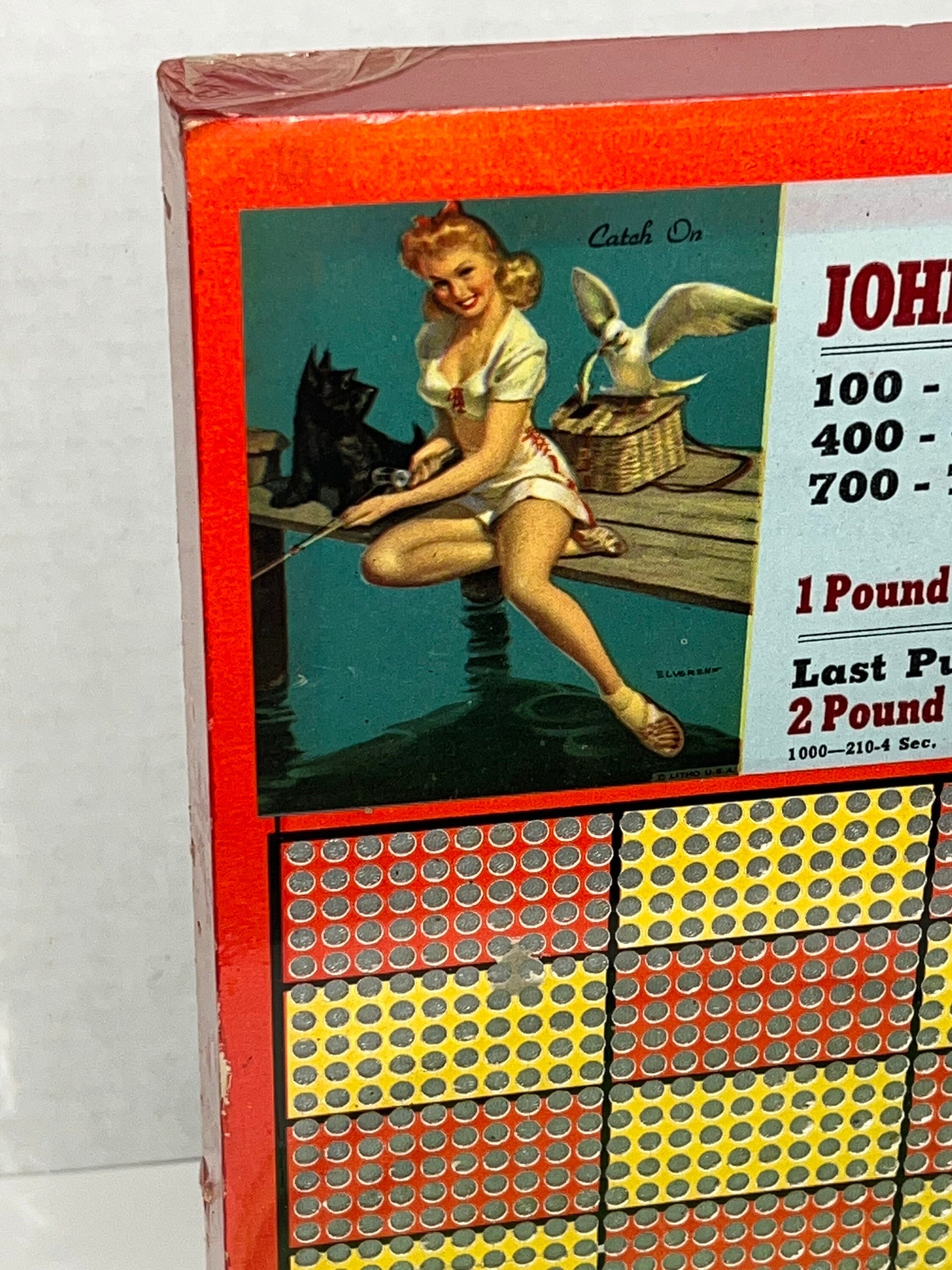 Vintage pinup girl trade stimulator gambling , Johnson’s chocolate advertising new old stock 1930-1940