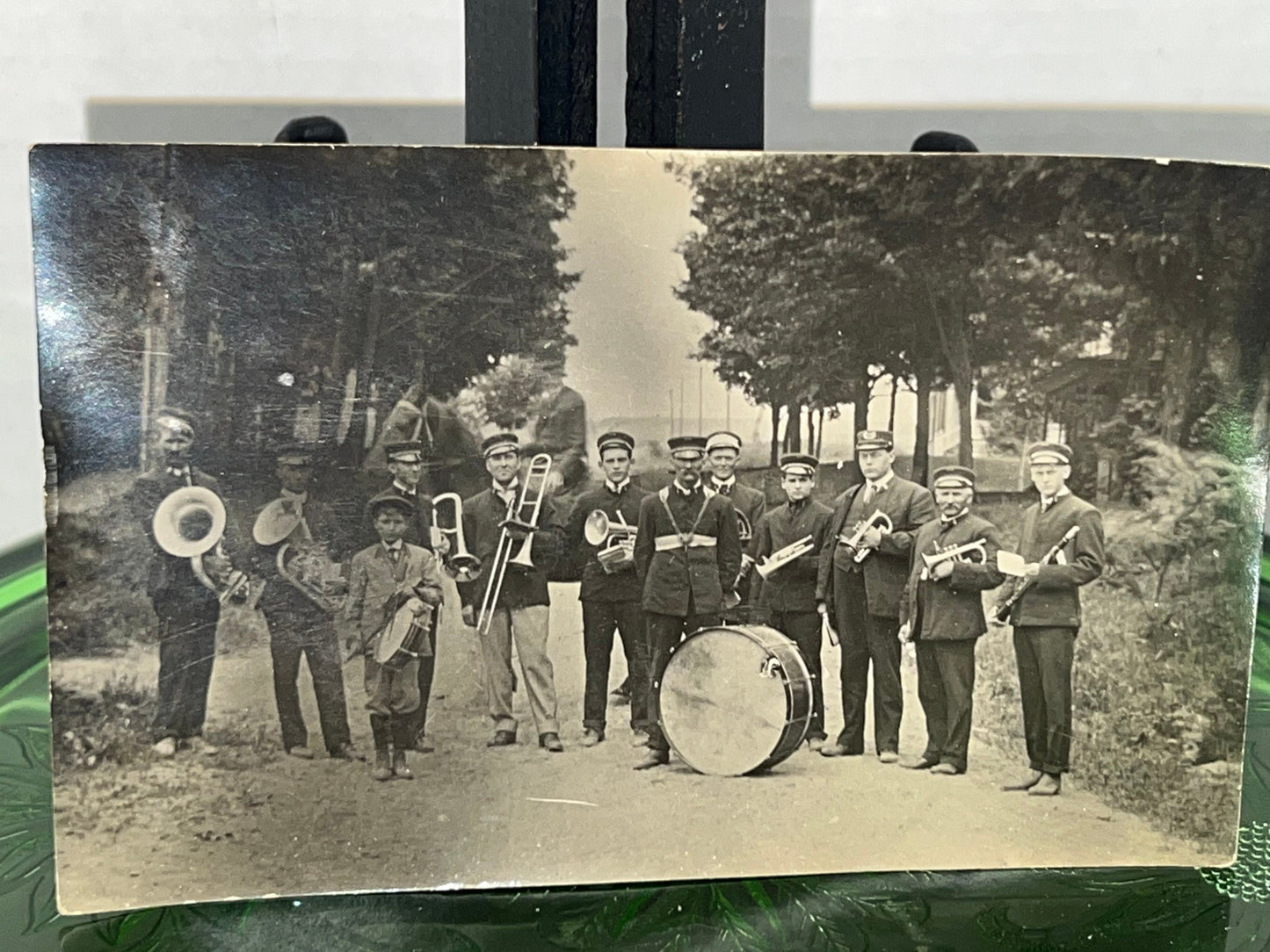 Antique photo real photo postcard music band upstate New York woodhull ny 1900s RPPC