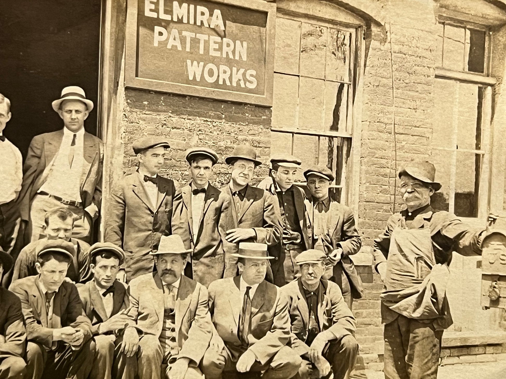 Antique photo real photo postcard rppc occupational Elmira pattern works factory workers New York 1900s