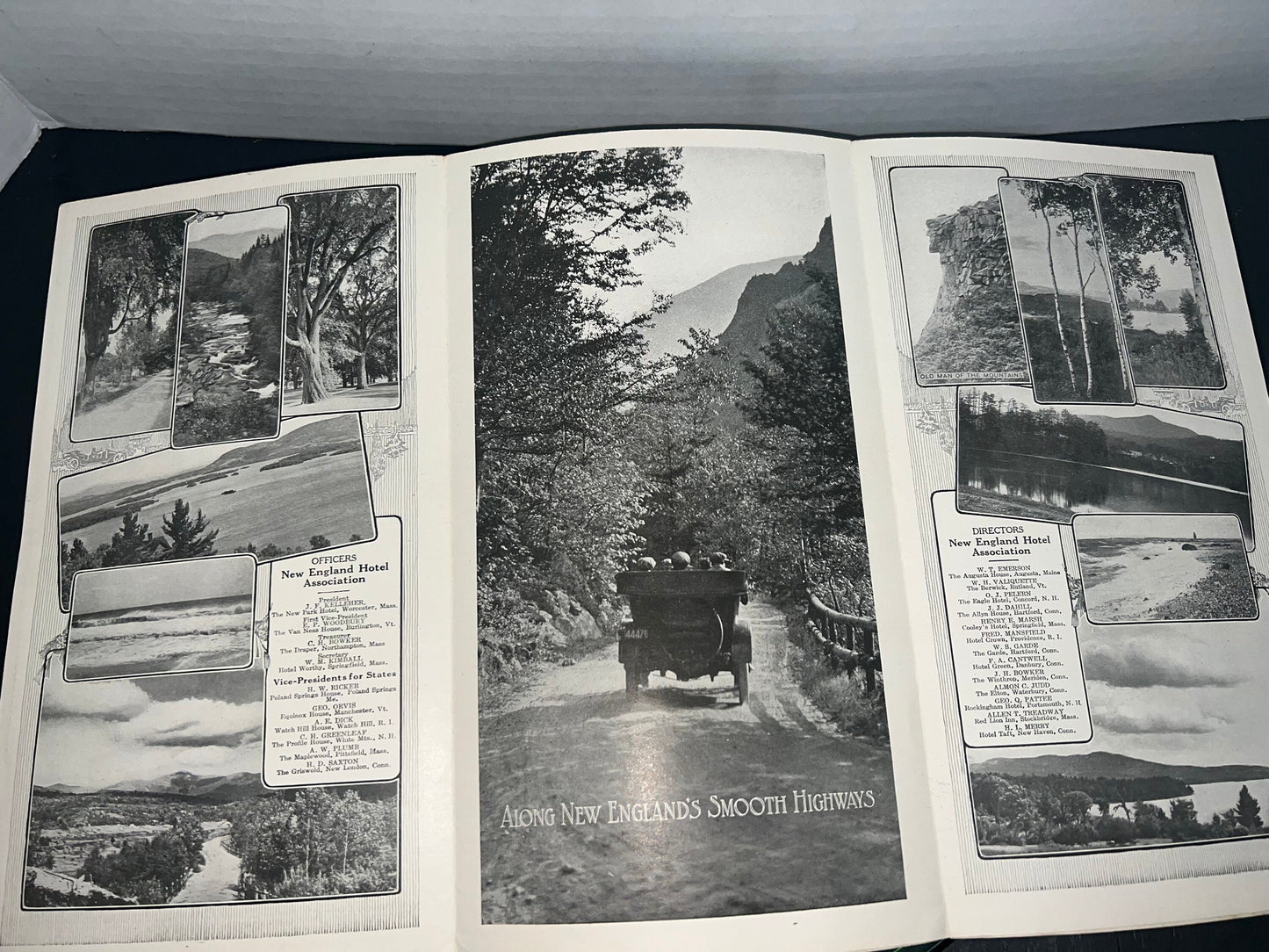 Antique road map tourist Art deco era 1914 New England tours
