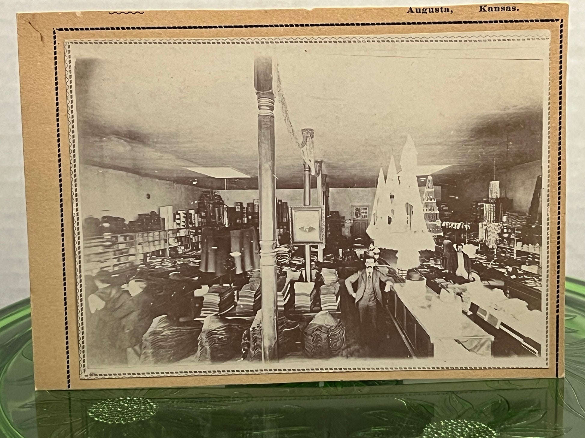 Antique occupational photo store interior Augusta Kansas 1890-1900 clothing department general store