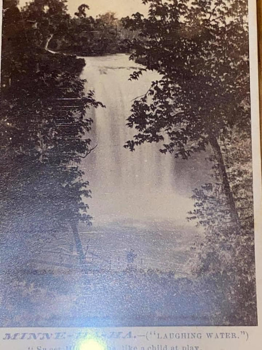 Antique cdv photo Native American minnihaha falls laughing water St. Paul Minnesota by martins civil war era 1860s