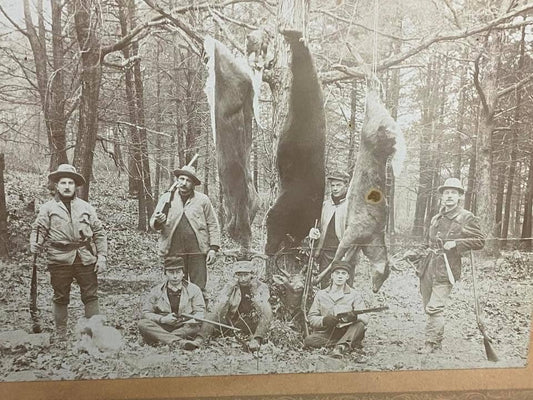 Antique hunting photo upstate New York early 1900s deers bear hunters