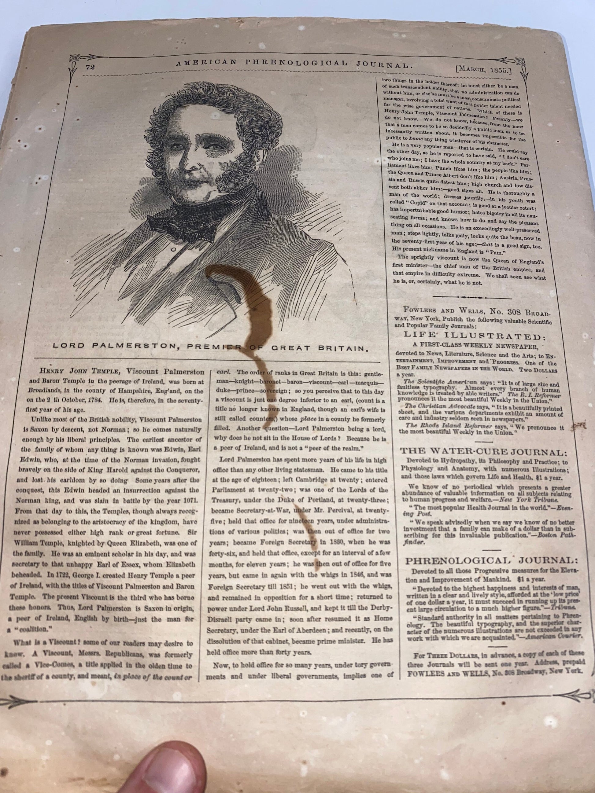 Antique medical quack medicine American phrenological journal 1855 nice piece on esquimaux Indians pre civil war