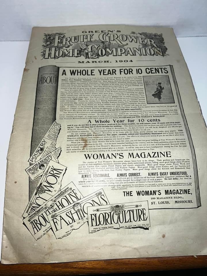 Antique Greens fruit grower home companion March 1904 great advertising