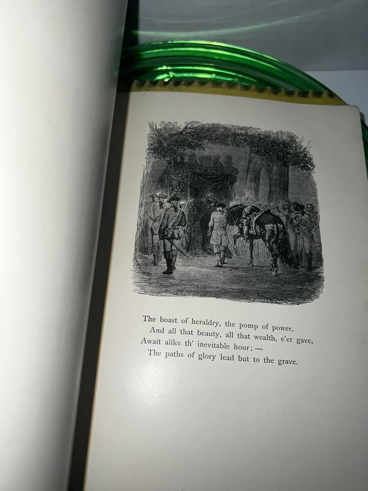 Antique Victorian Elegy written in a country churchyard C 1883Illustrated