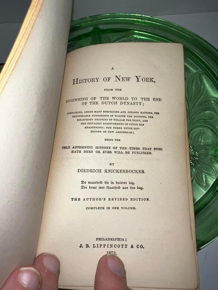 Antique Knickerbocker’s New York a history of New York Washington Irving C 1873