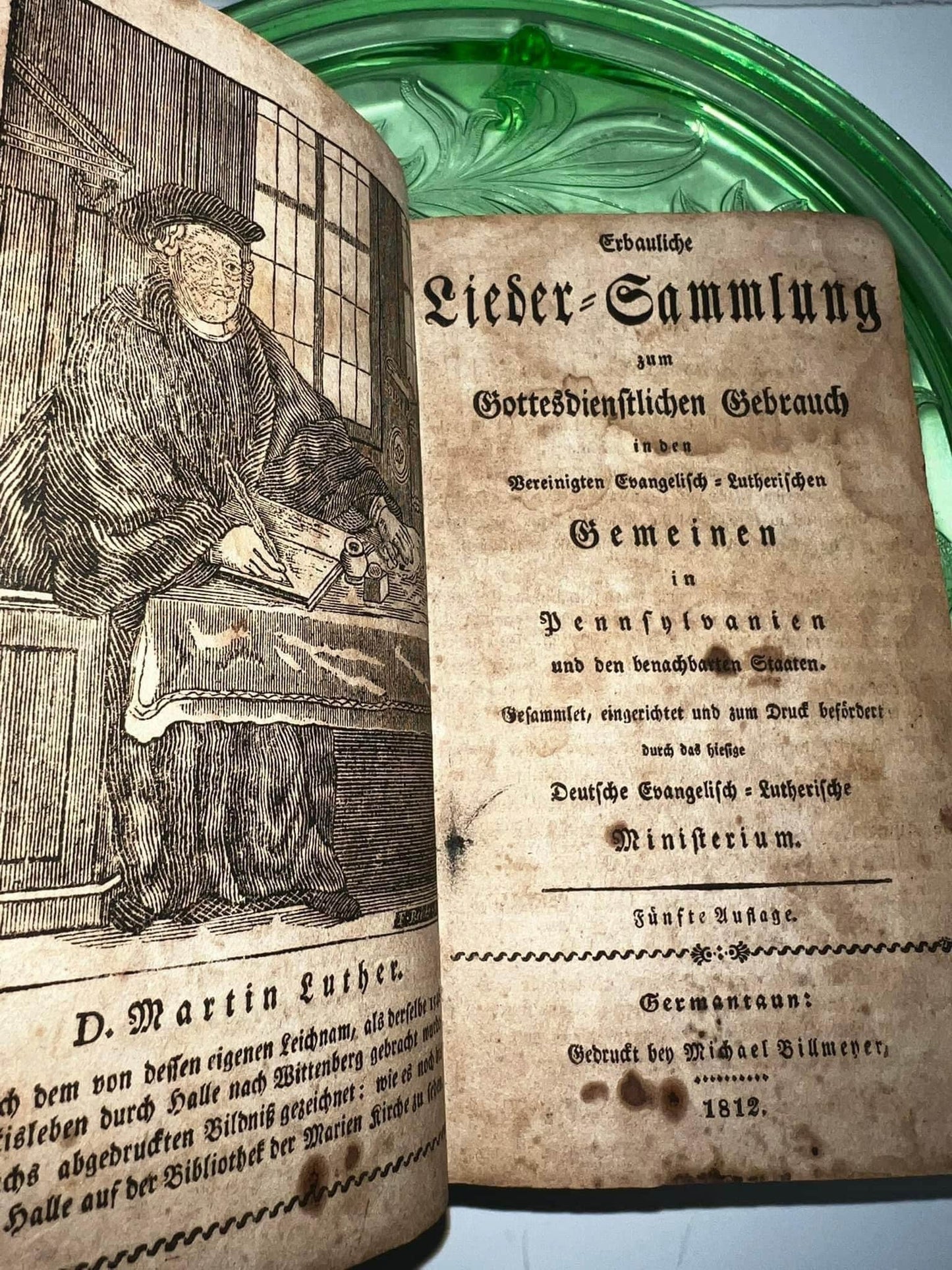 Antique 1812 Pennsylvania German Song collection for religious use in the United evangelical Lutheran congregations In Pennsylvania