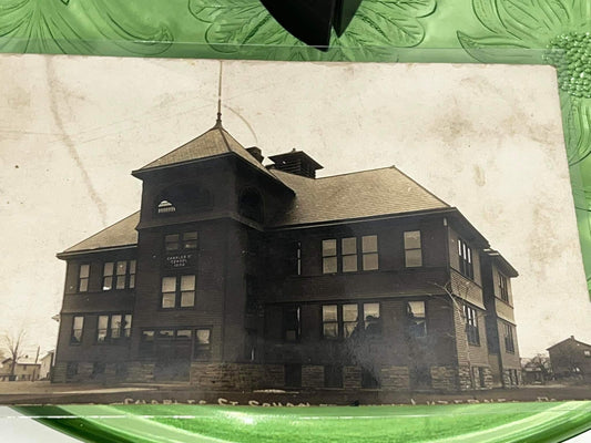 Antique real photo postcard luzurne county Pennsylvania Charles st school C 1907