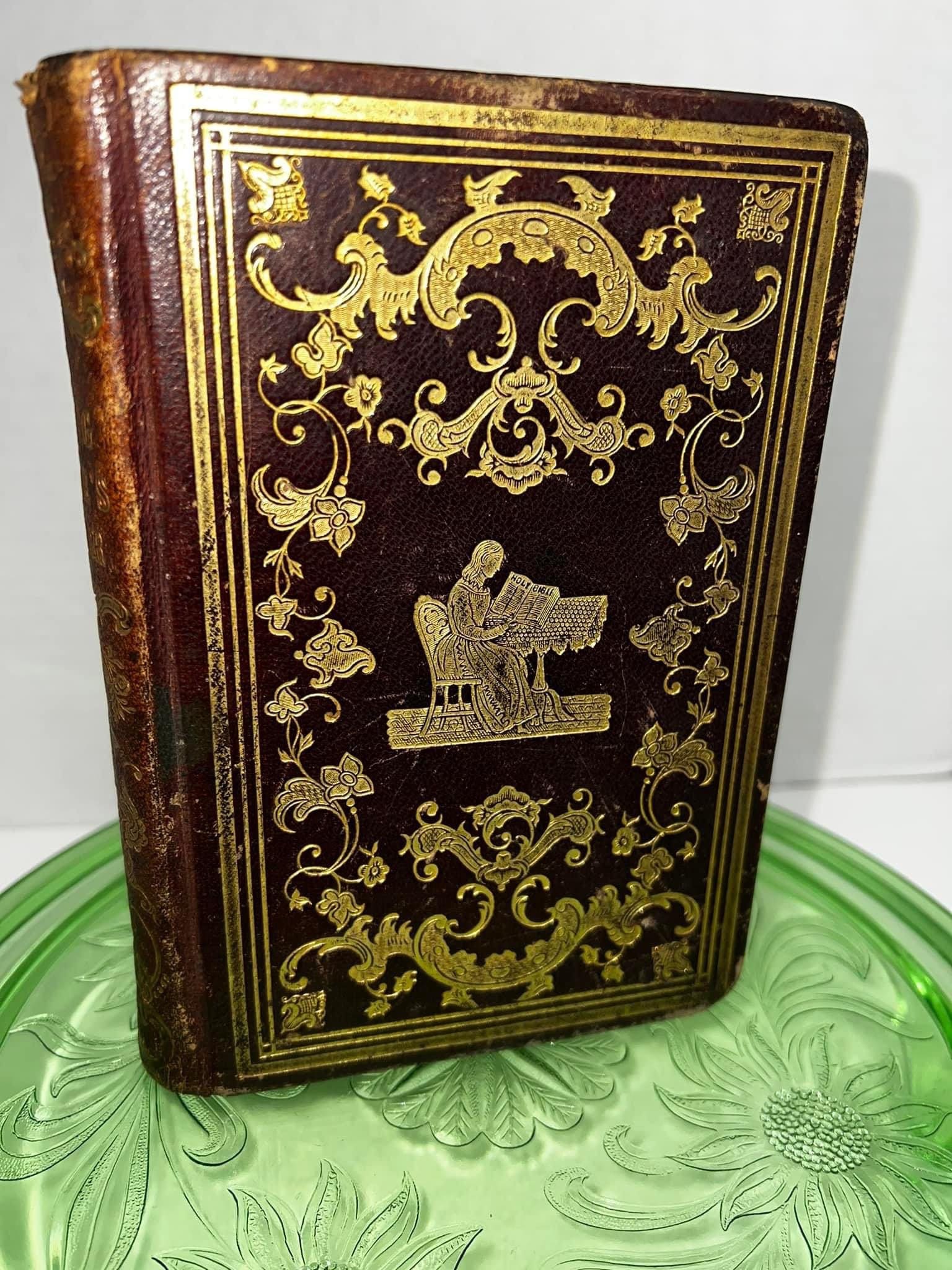 Antique pre civil war 1857 The young maiden’s mirror Decorated covers