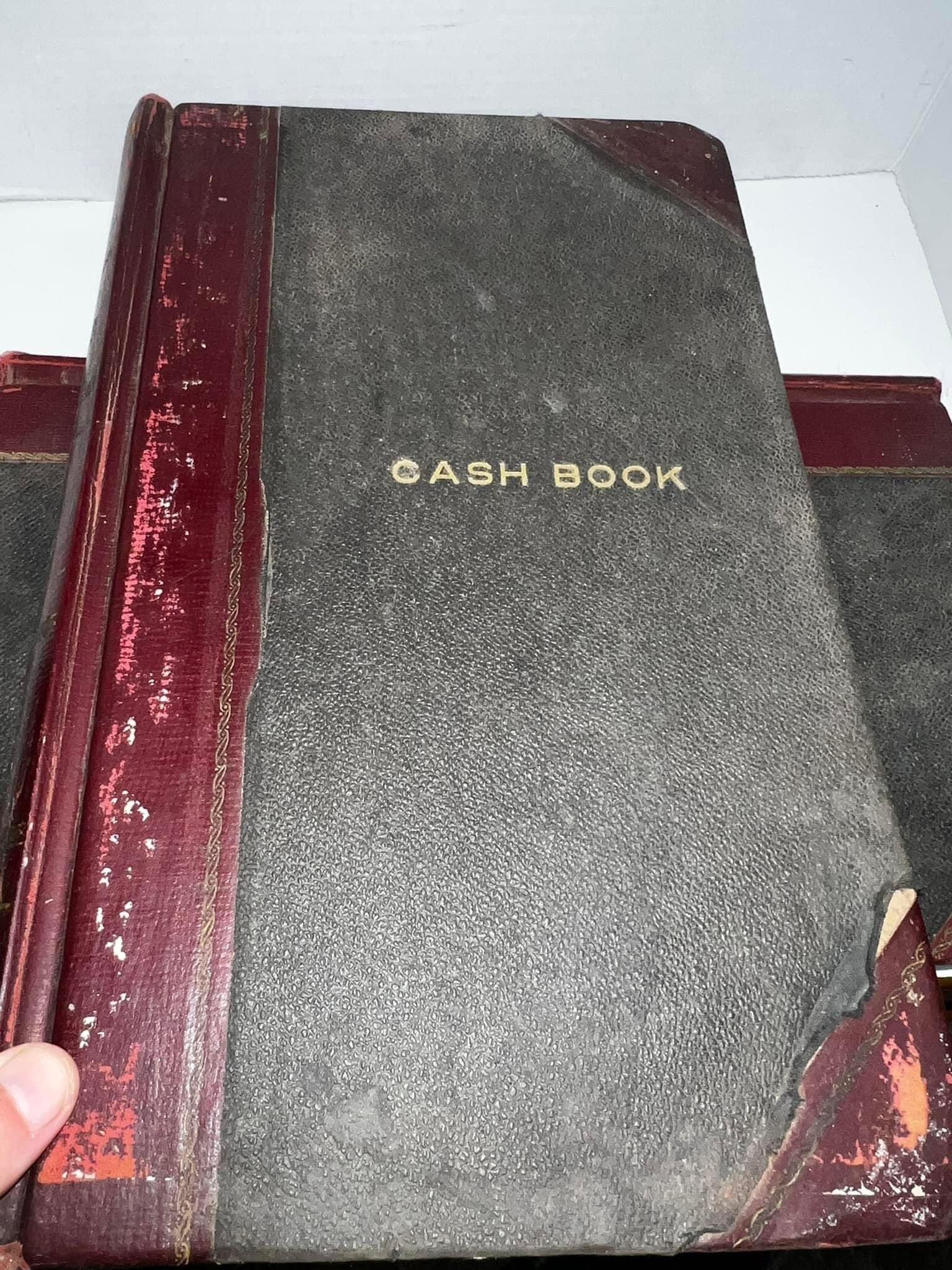 Vintage 2 large cash ledgers 1943 & 1947 Profusely handwritten Steuben county new york