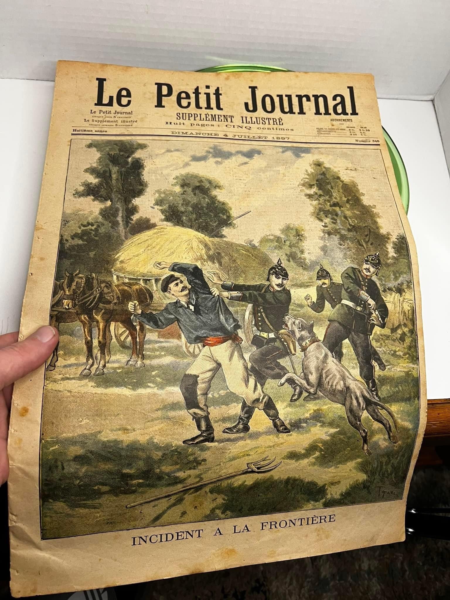 Antique Victorian 1879 le petite french magazine W large illustration of the marriage of giant/sideshow circus