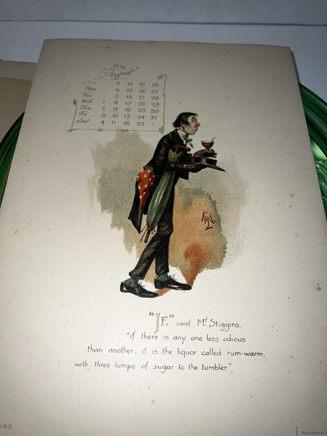 Antique Victorian very scarce 1894 Charles dickens calendar lithograph illustrations