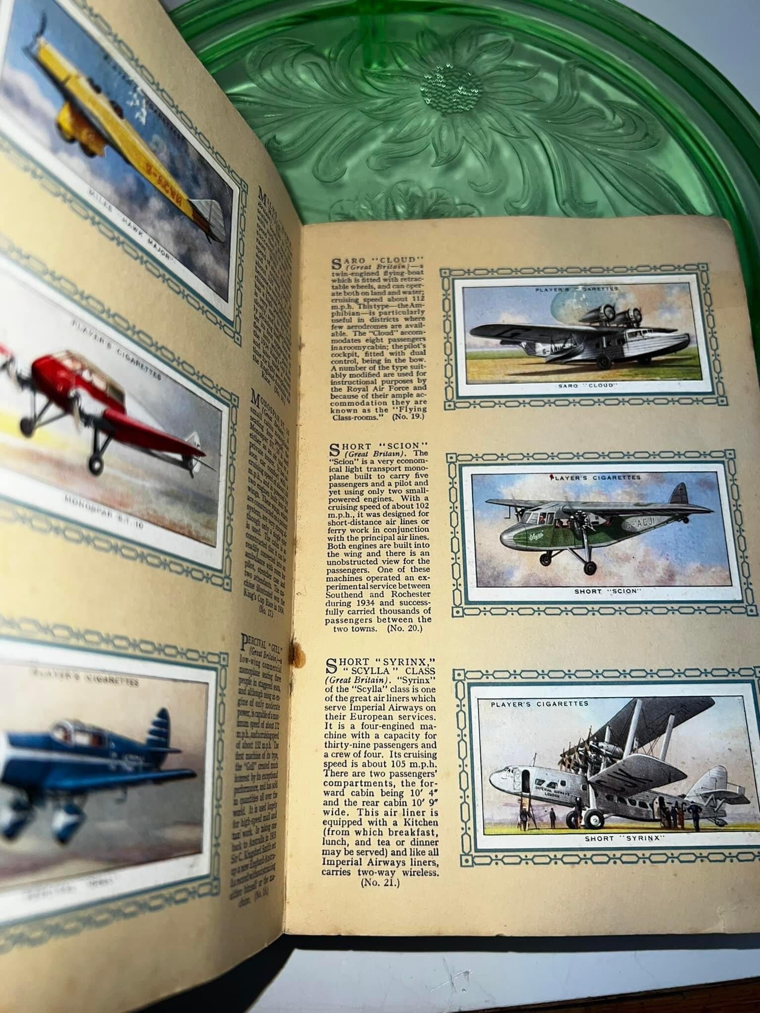 Antique Players navy cut tobacco cards album An album of aero planes (civil ) Filled