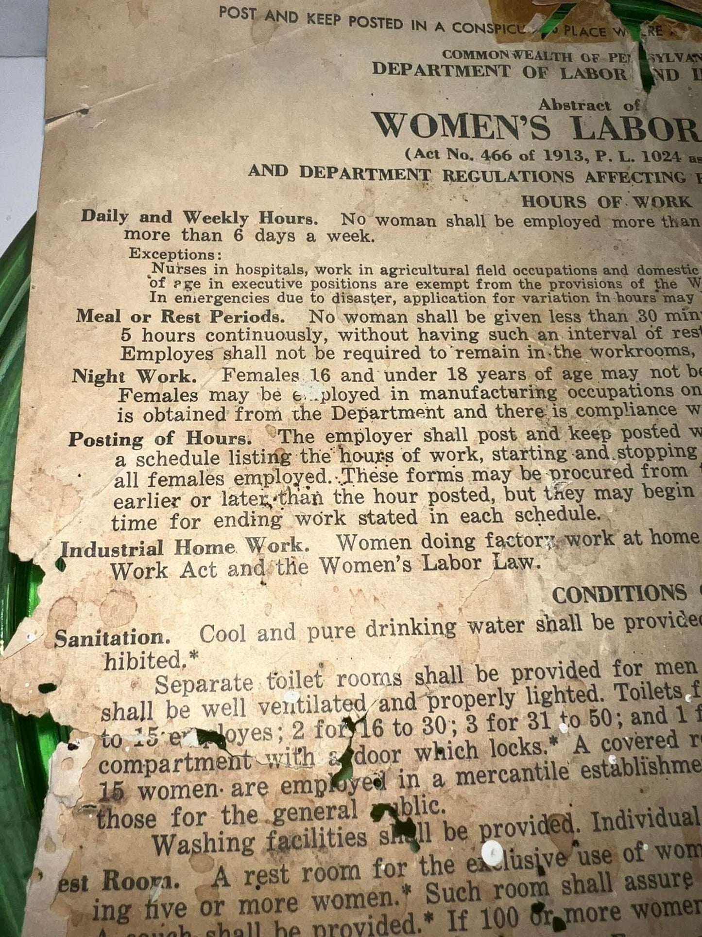 Antique women’s rights 1913 labor law advertising work what women are allowed