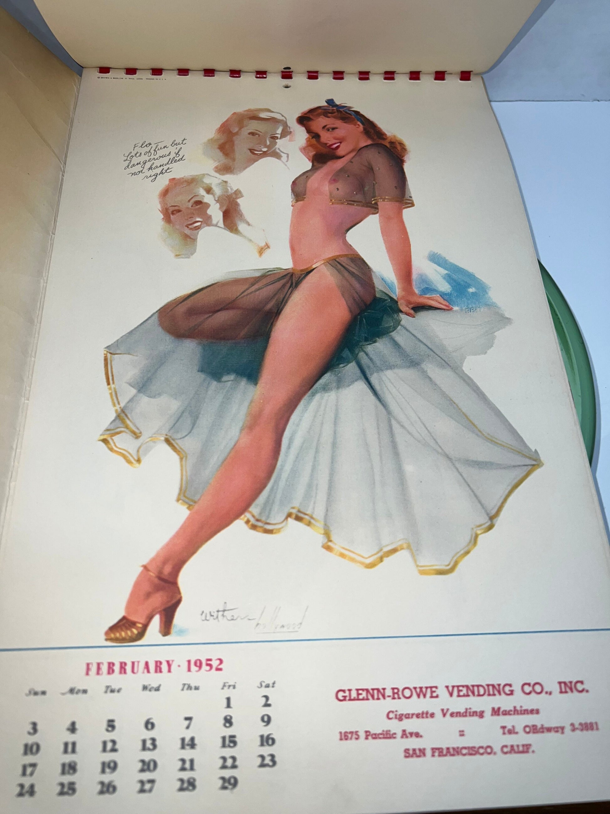 Vintage Ted withers 1952 pinup calendar nude full year retro mid century Hollywood