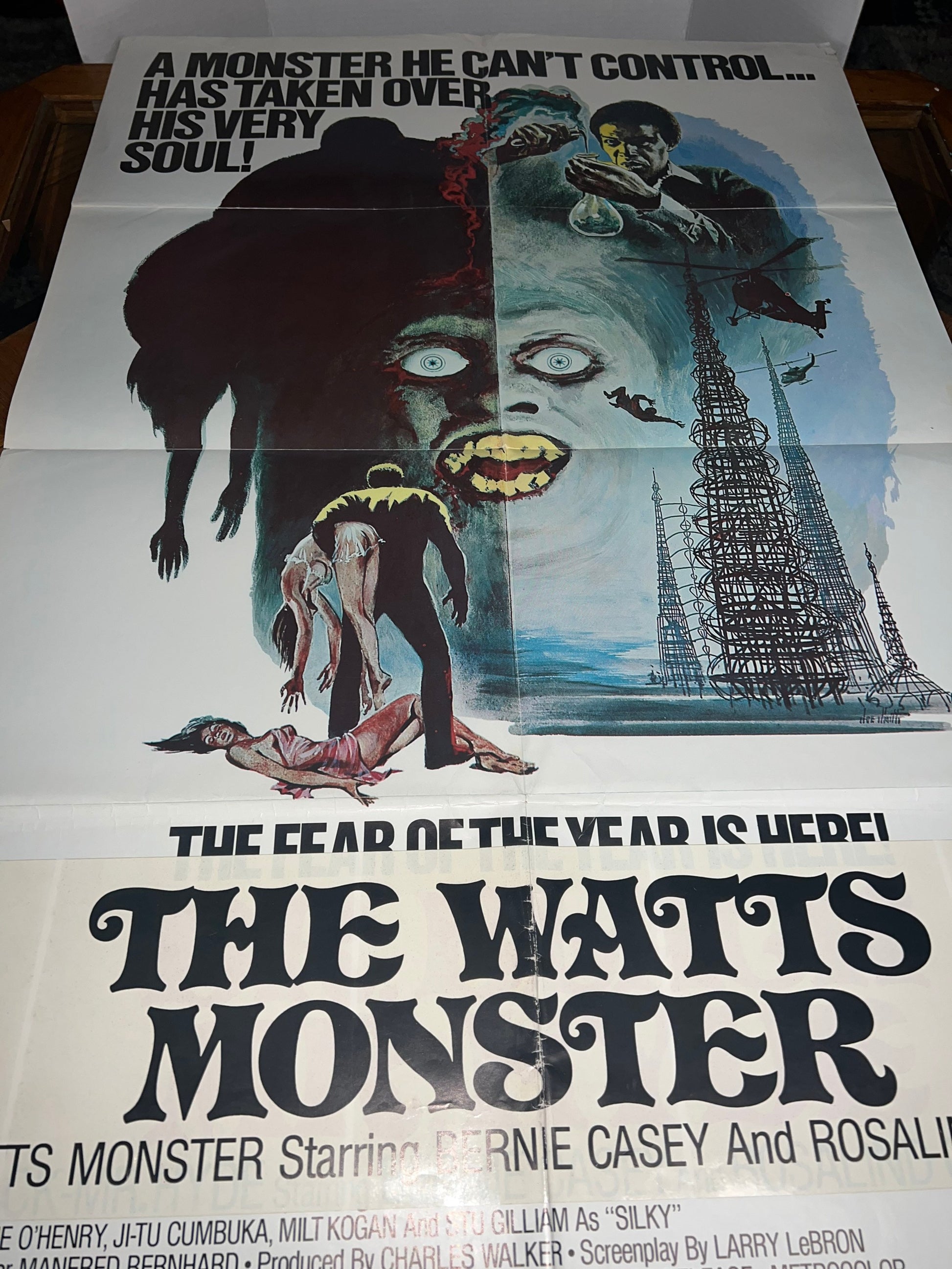 Vintage horror the watts monster Dr black mr Hyde 1976 exploitation grind house blaxploitation poster original 27x41 one sheet