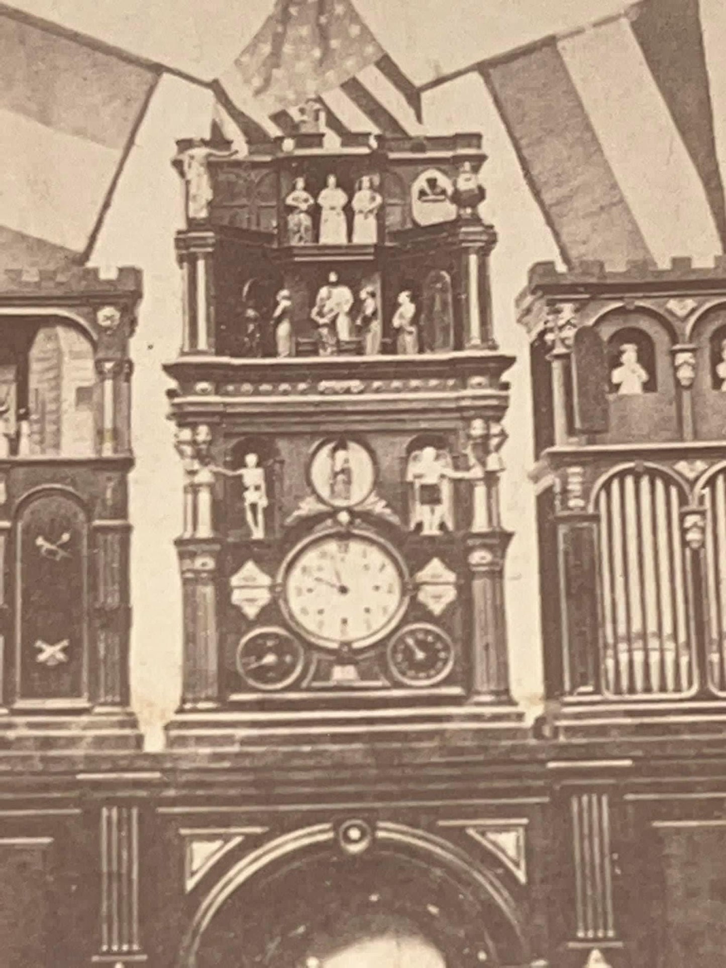 Antique Victorian cabinet photo Engle’s mammoth Pennsylvania clock vintage photography
