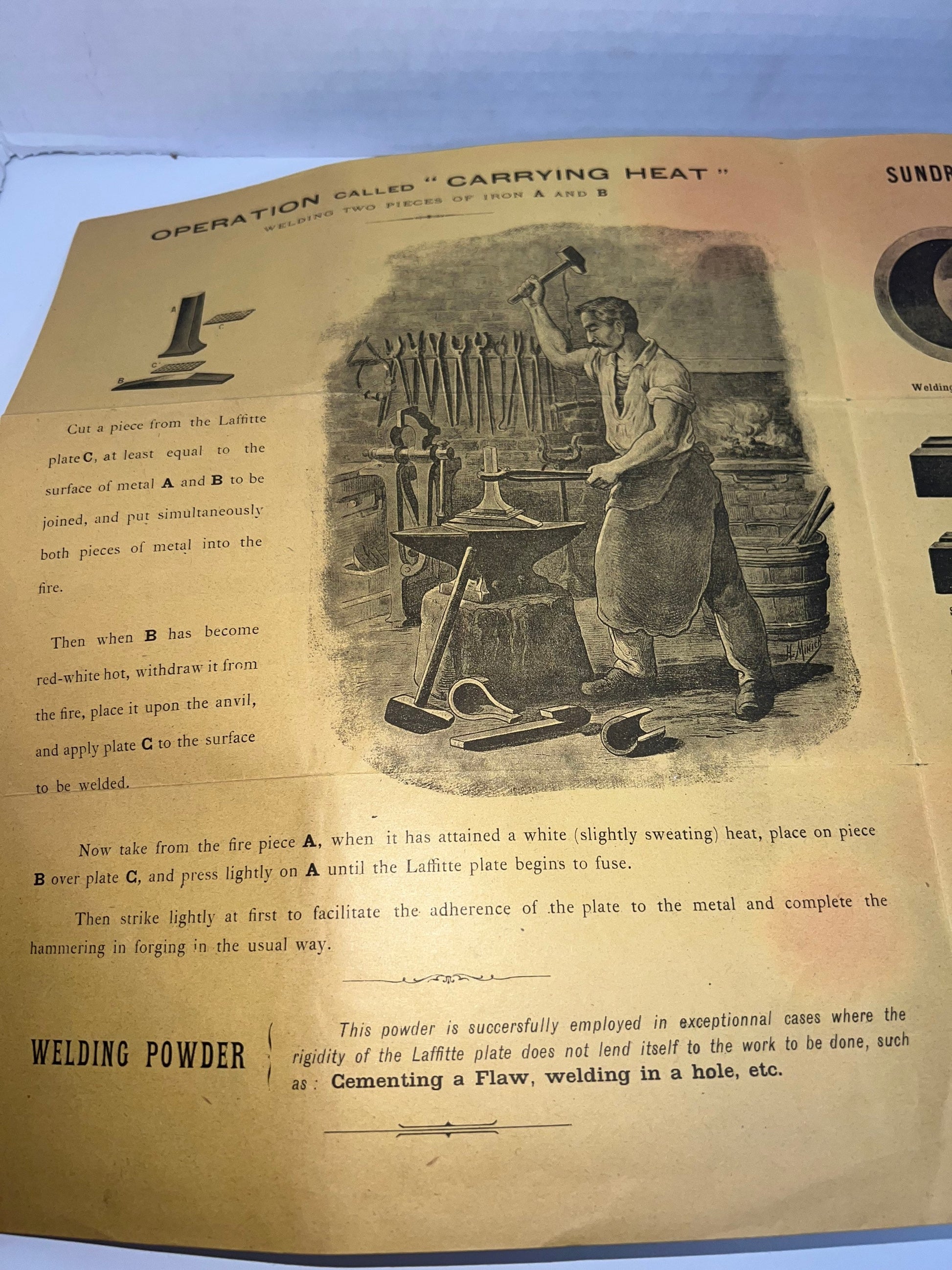 Antique Victorian welding advertising brochure blacksmith iron laffitte 1880-1890