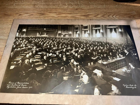 Antique Large mounted photo House of Representatives and senators of Pennsylvania legislative joint session 1923
