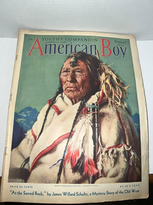 Antique Art Deco era magazine 1933 American boy Great Native American cover