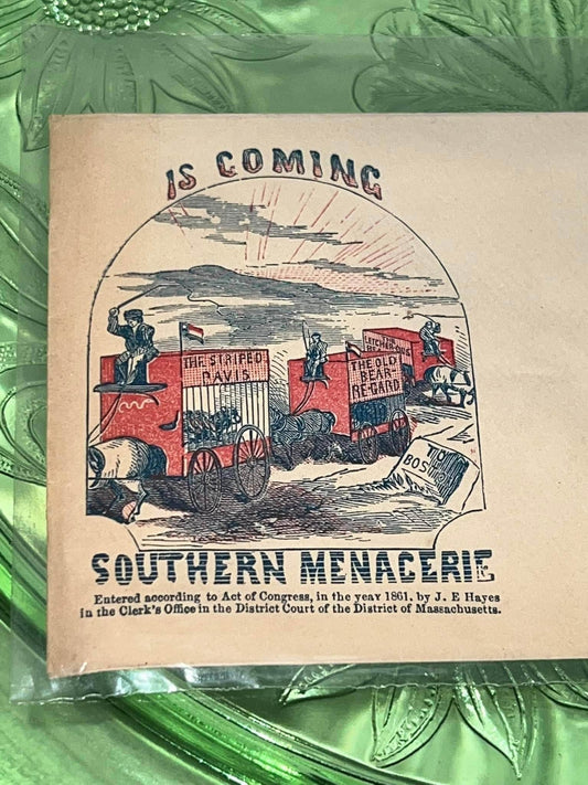Antique 1861 civil war cover Southern menagerie postage history