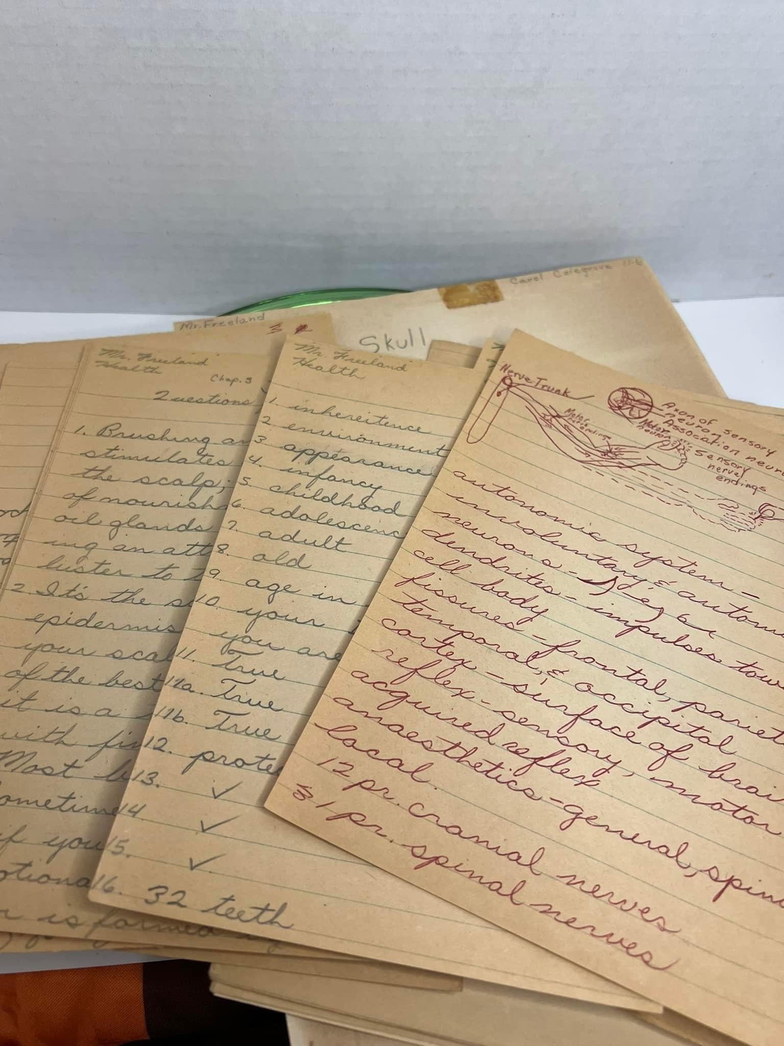 Vintage 1957 first aid book & handwritten notes