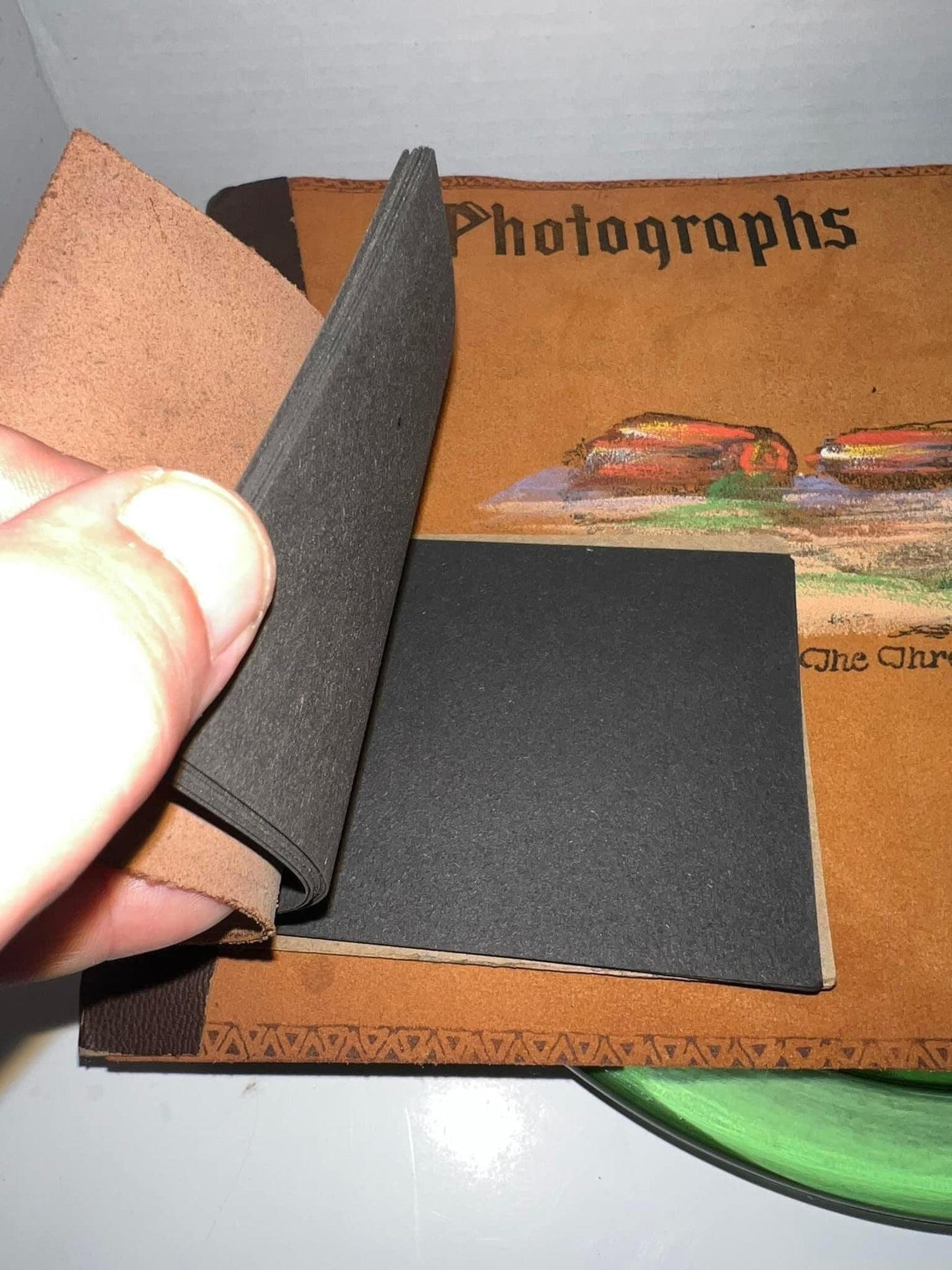 2 vintage empty photo albums snapshots Unused 1940-1950 leather