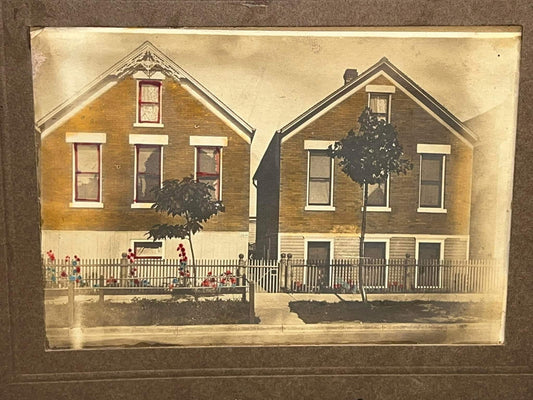 Antique deco era photo Early hand tinted Outdoor house architecture nicely done 1910s vintage photography