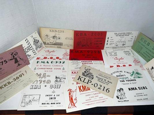 23 vintage cb radio cards Including motorcycle & devil Maine area