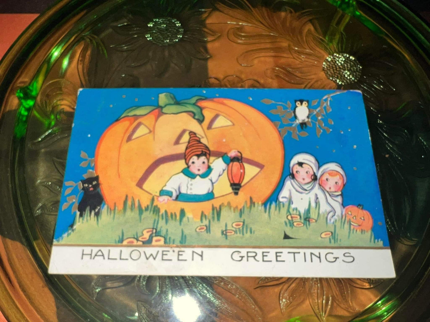 Antique Early Halloween postcard E 1900s Halloween greetings By : Whitney