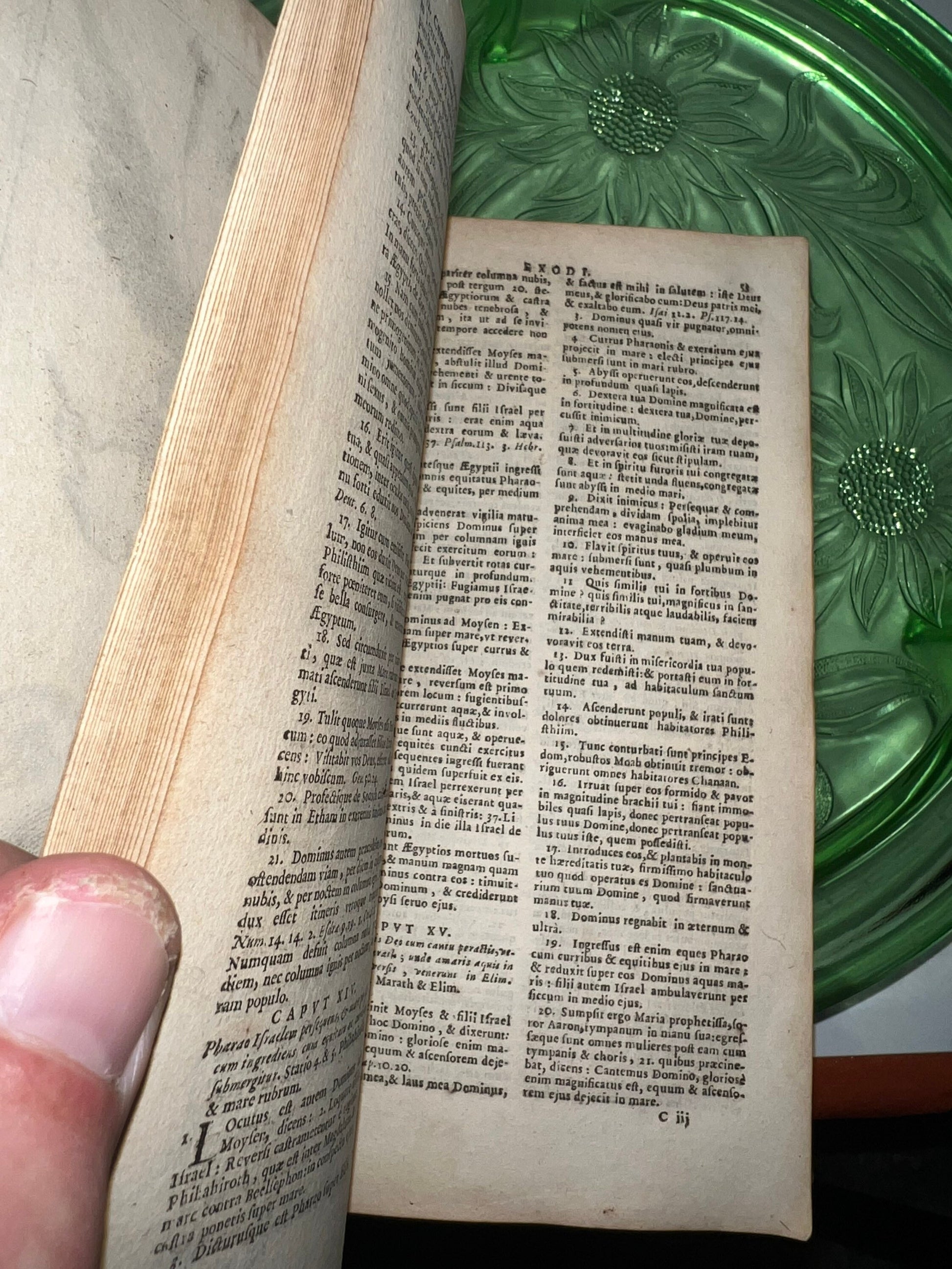 Antique 1664 holy Bible Latin vulgate sacra biblia vellum bound divided into 3 parts 1600s