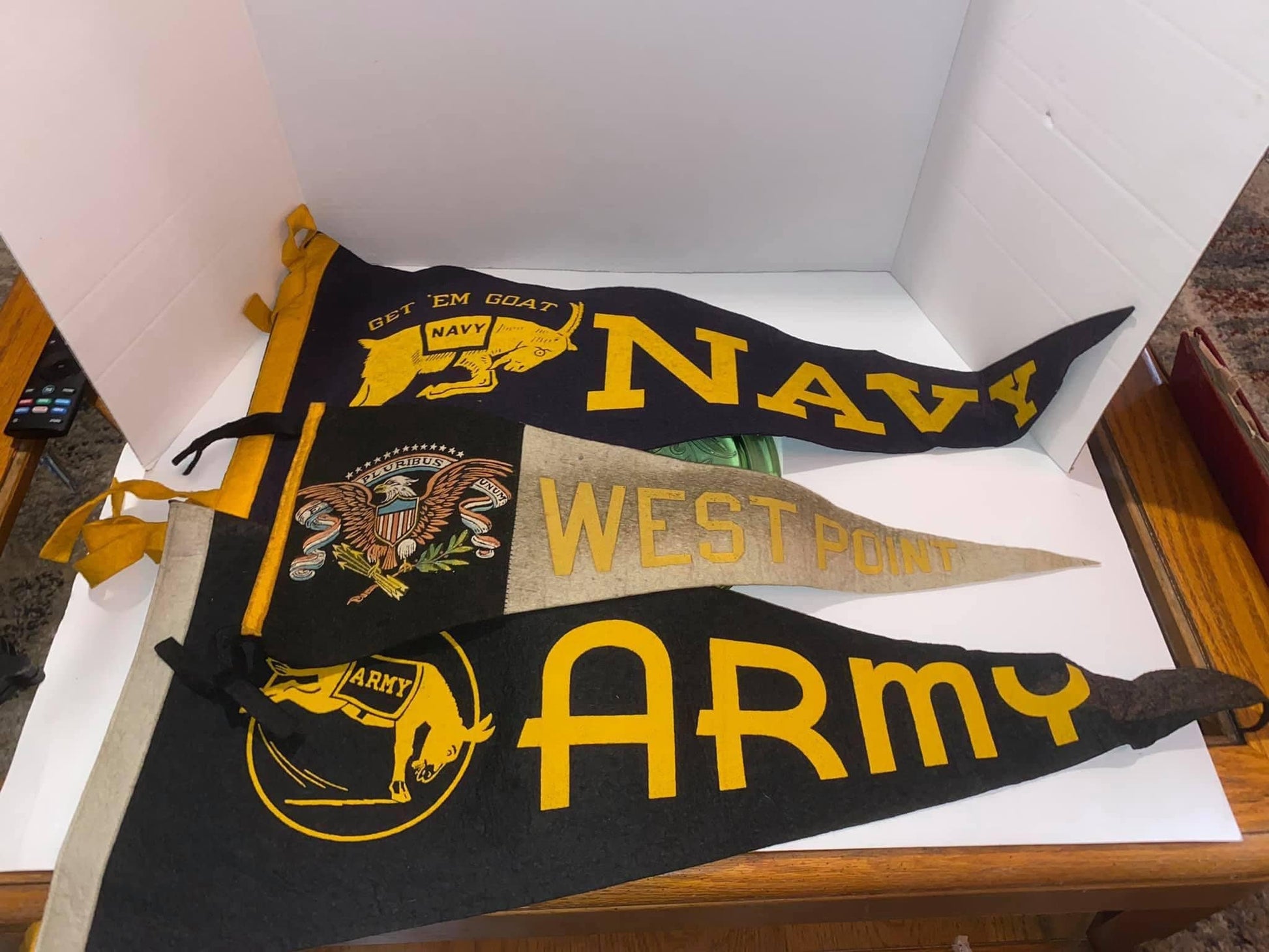 3 vintage pennants Late 30s early 1940s Army, navy , West Point college teams