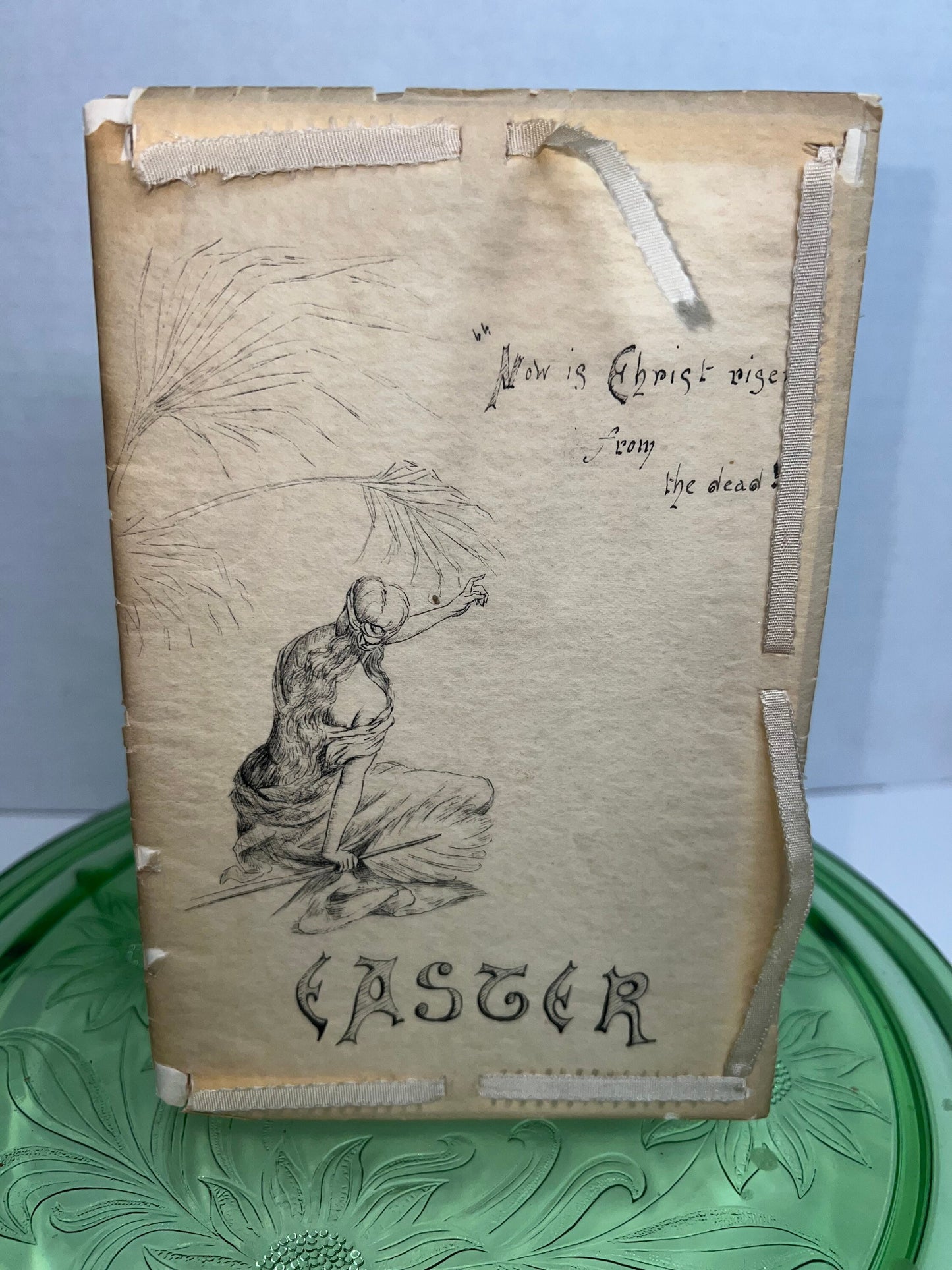 Antique Easter poem handwritten & drawn 1901 poetry art