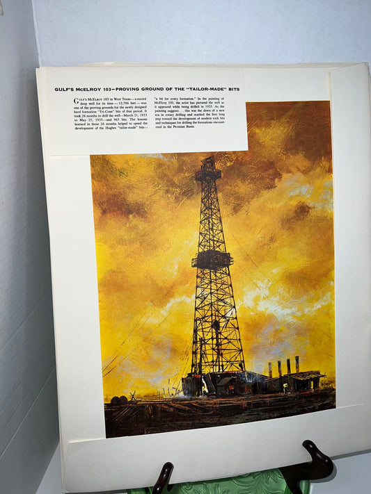 Vintage 1959 Hughes tool company 50th anniversary lithograph prints portfolio 5 prints Oil wells oil drilling