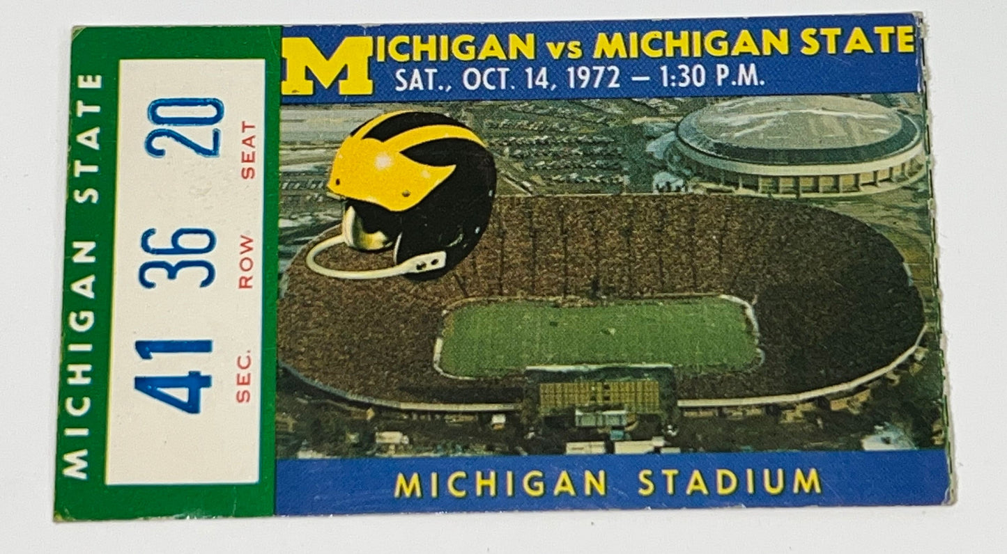 Vintage football Michigan vs Michigan state 1972 Michigan stadium ticket stub