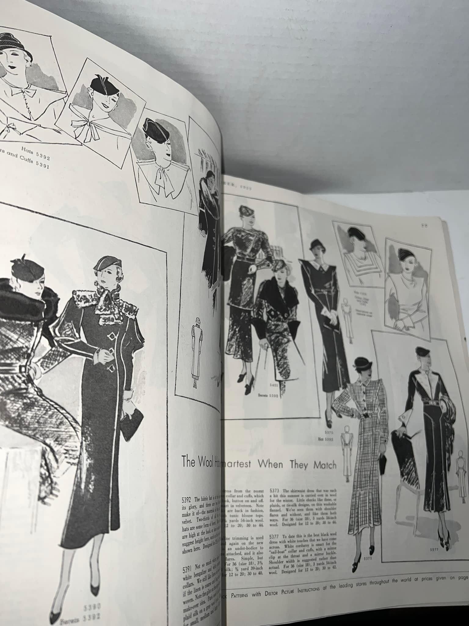 Antique 1933 delineator Killer masquerade costume or Halloween cover ladies fashion Art Deco era