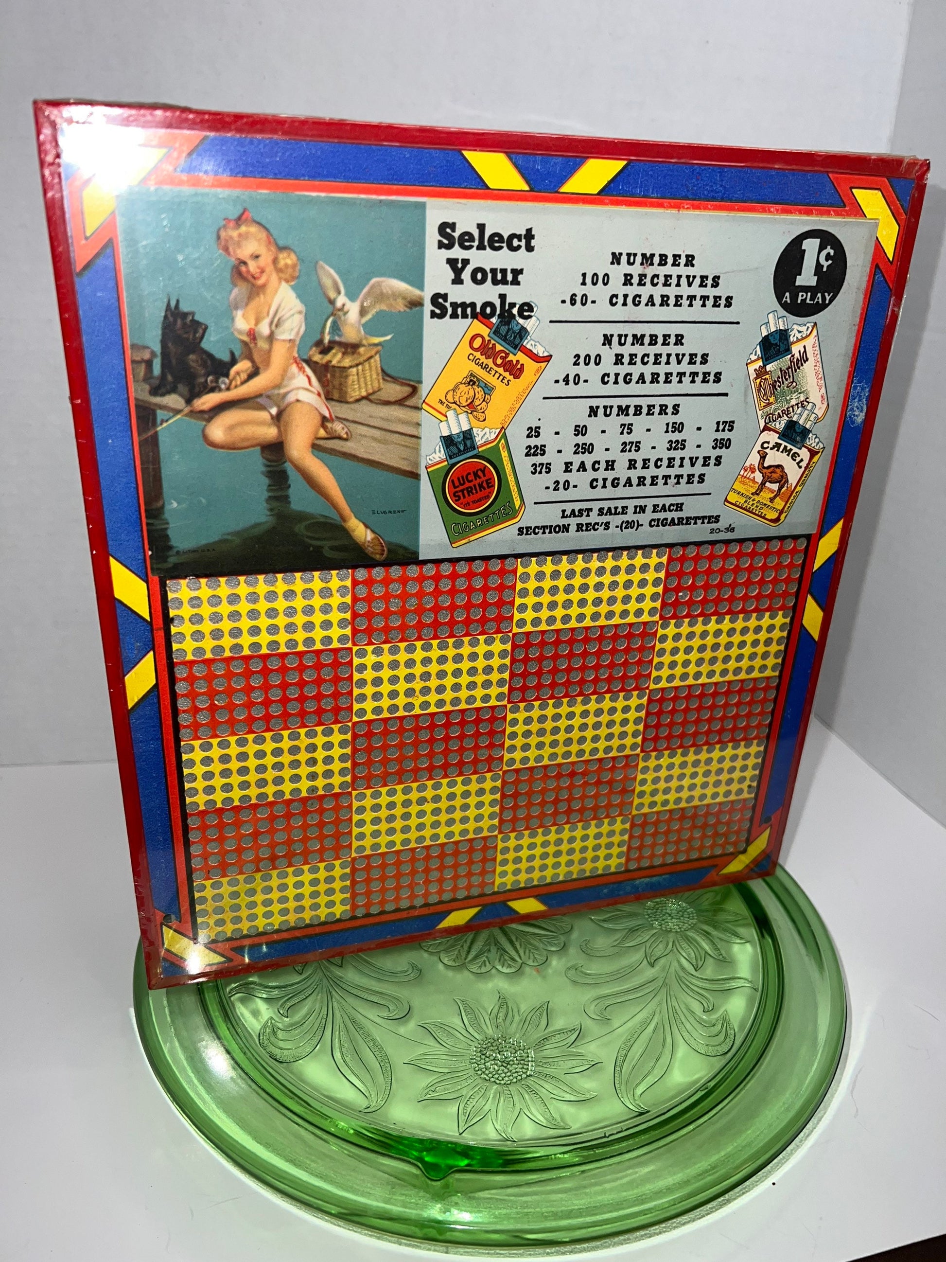 Vintage pinup girl trade stimulator gambling , Tobacco advertising new old stock 1930-1940