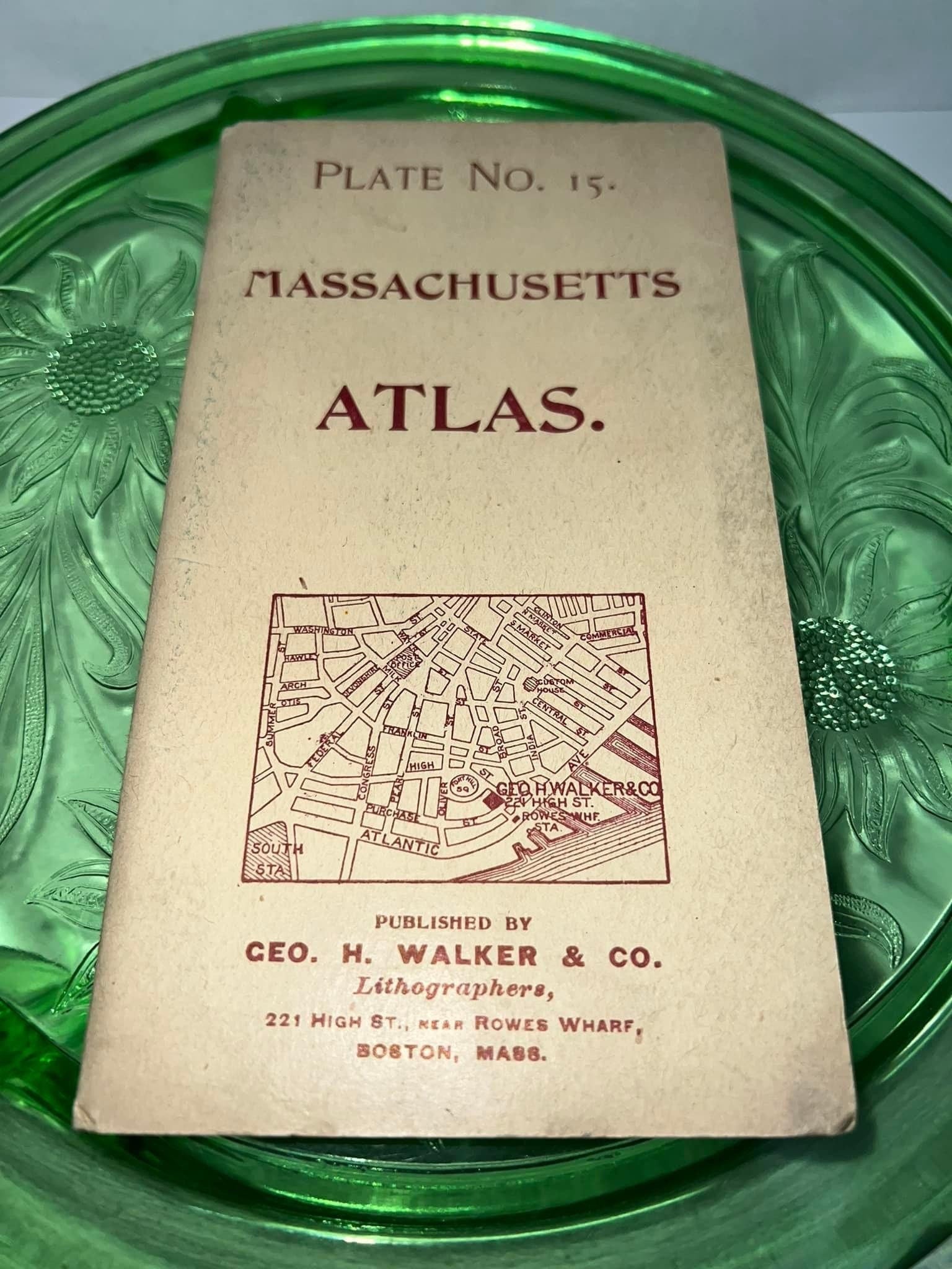 Antique 1907 pocket map Plate no .15 Massachusetts atlas