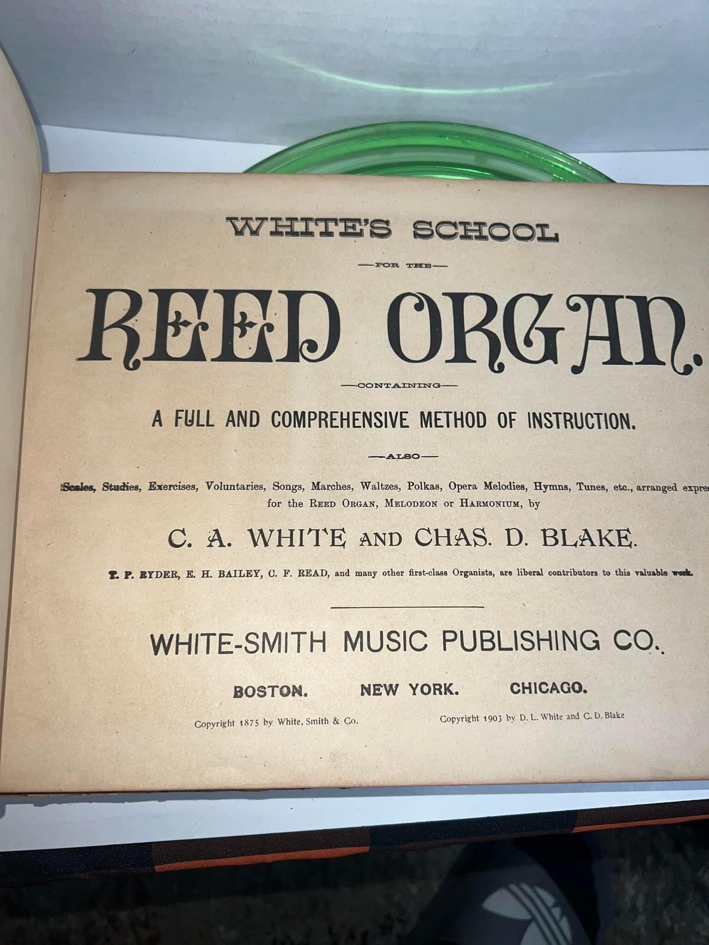 Antique Victorian White’s school for the reed organ C 1875 Bound organ music