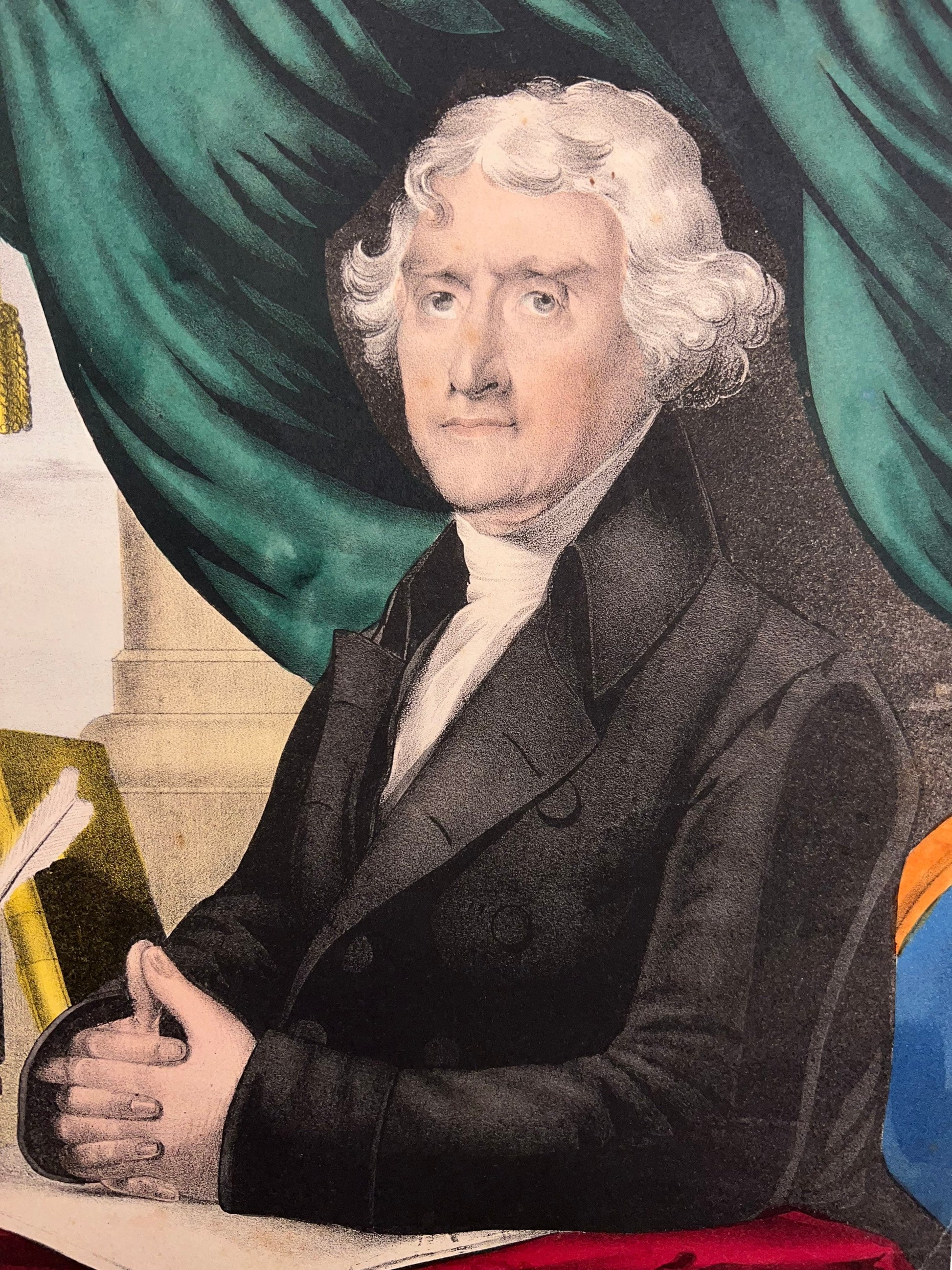 Antique engraving hand colored Thomas Jefferson b.& e.c Kellogg 1850s founding father president