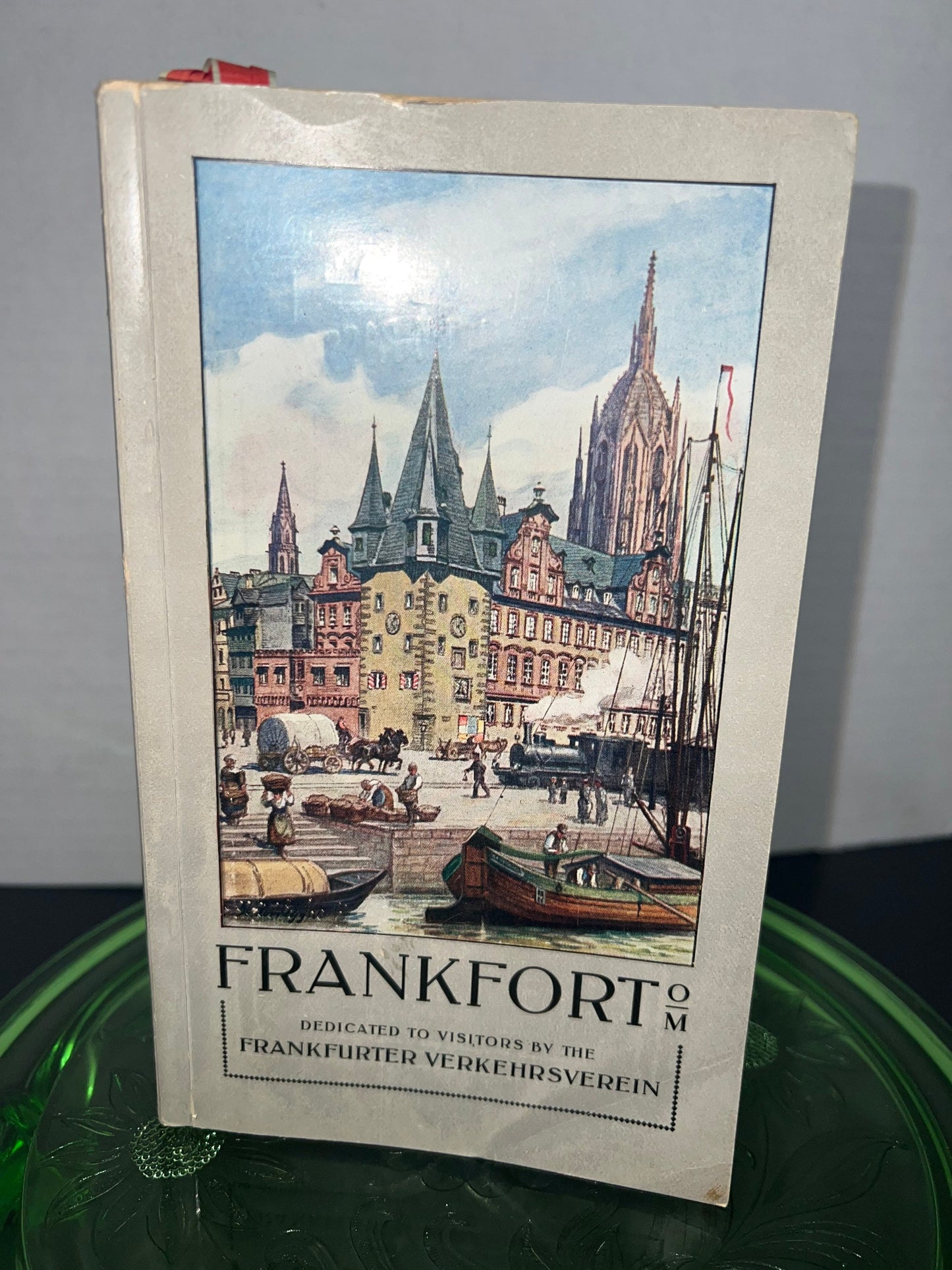Antique tourist guide map 1911 frankfort germany illustrated advertising vintage travel