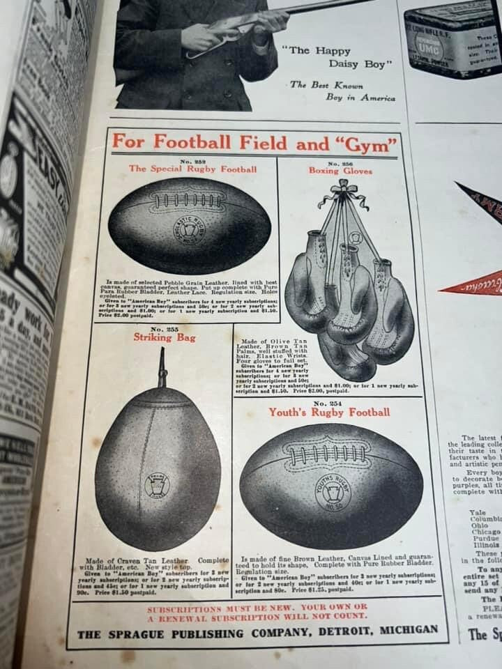 Antique magazine 1913 the American boy October Great early football cover sports early advertising