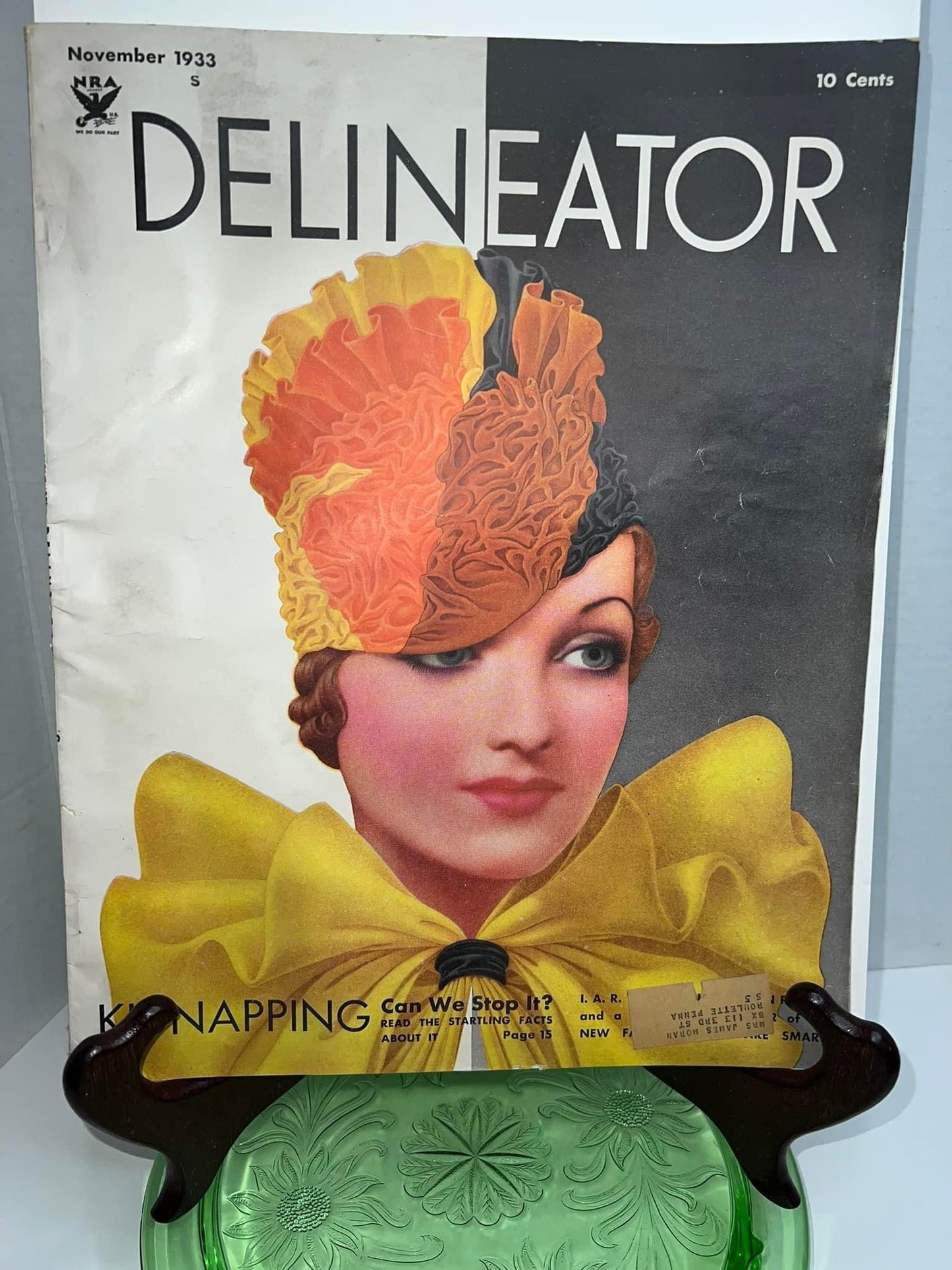 Antique 1933 delineator Killer masquerade costume or Halloween cover ladies fashion Art Deco era