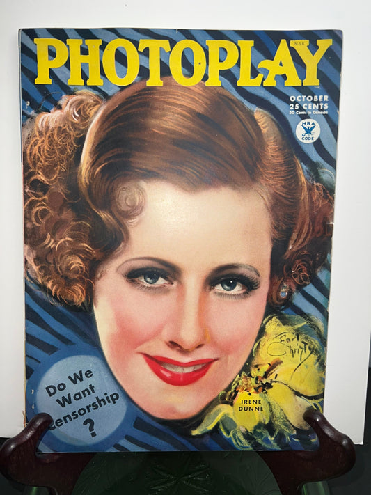 Antique Art Deco photoplay magazine 1934 October Irene dunne early Hollywood