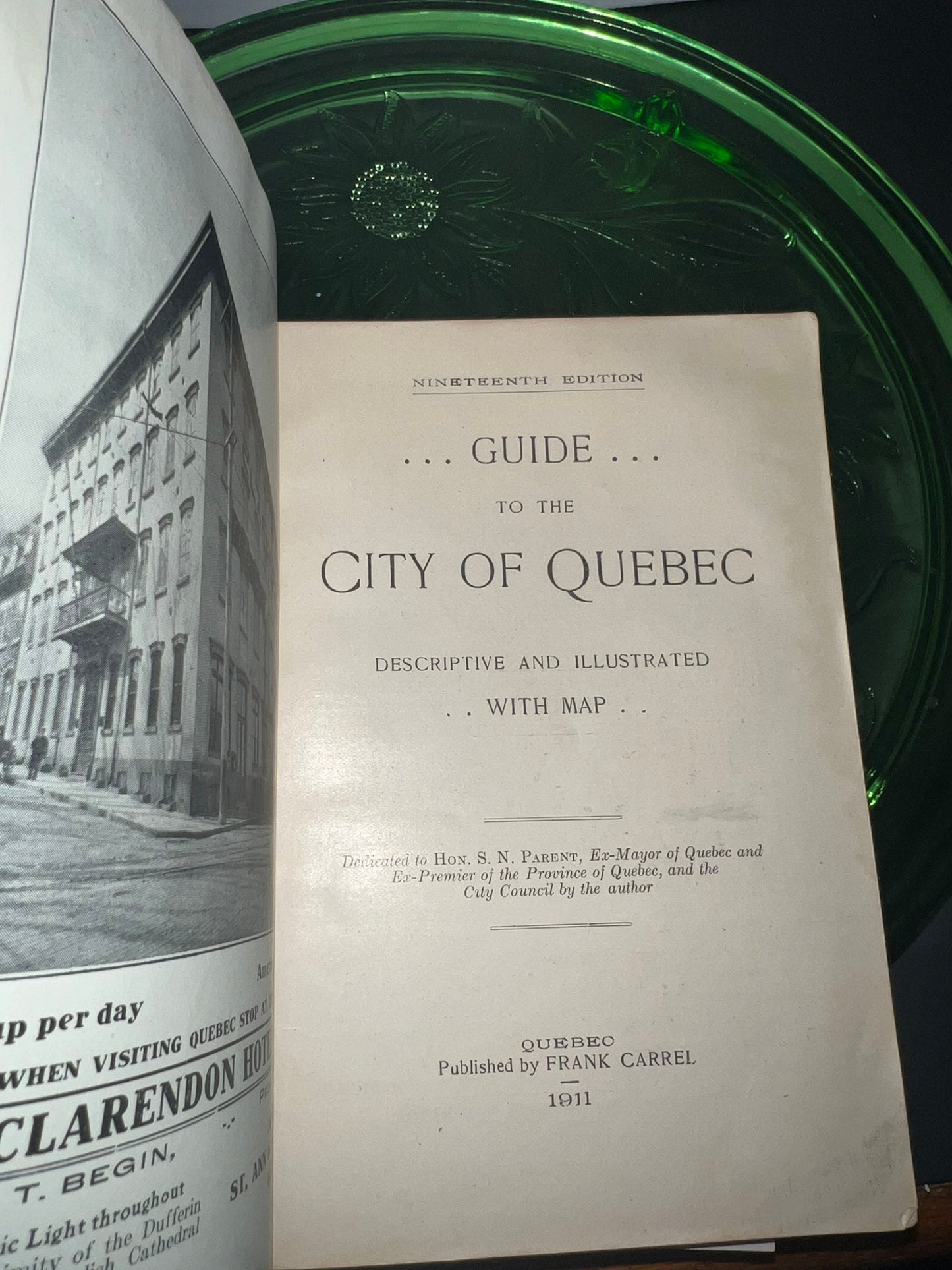 Antique carrel’s illustrated guide & map of Quebec Canada advertising 1911 fold out map